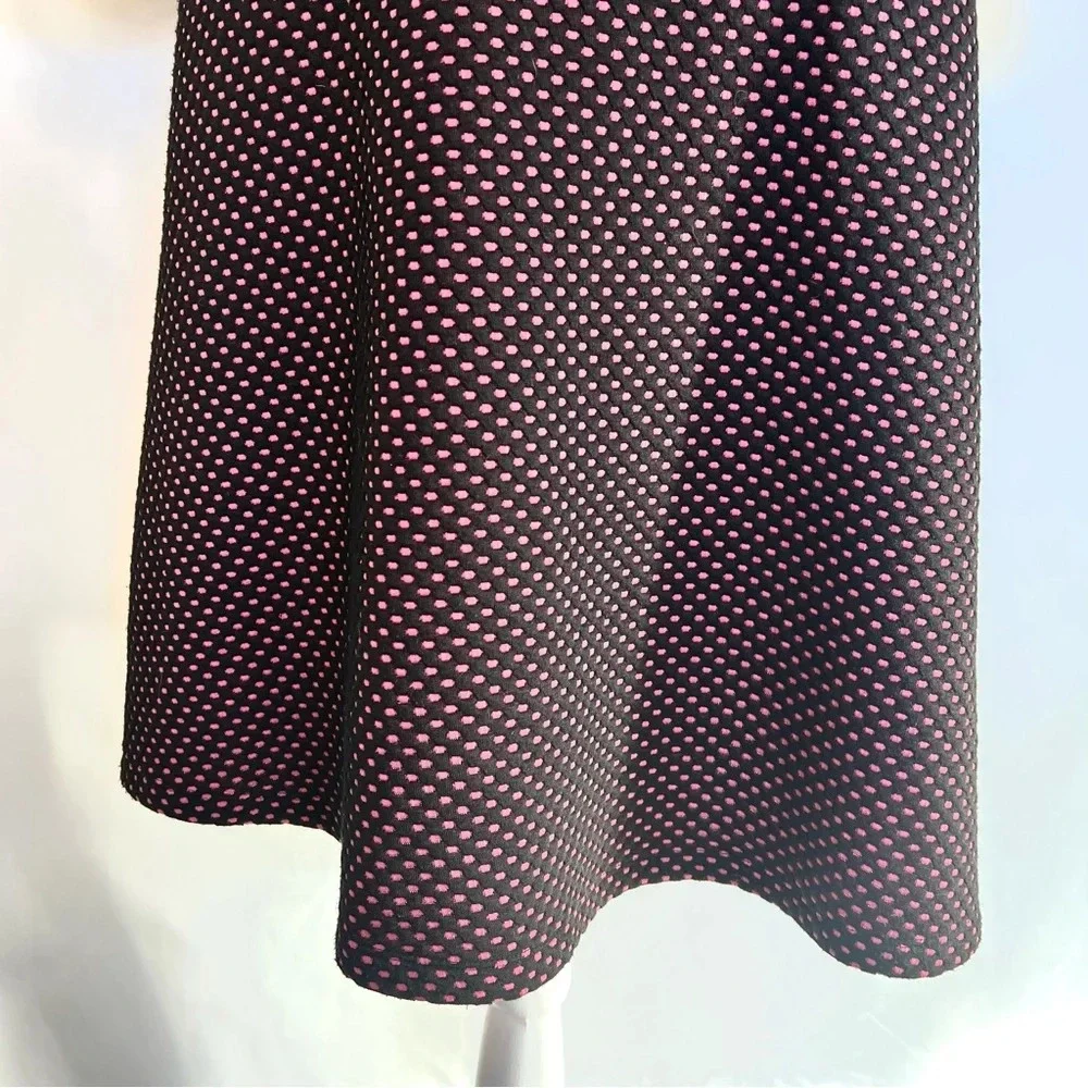 NY Collection A Line Polka Dot Dress Black Pink 3/4 Sleeve Back Zip Size Medium - Picture 12 of 15